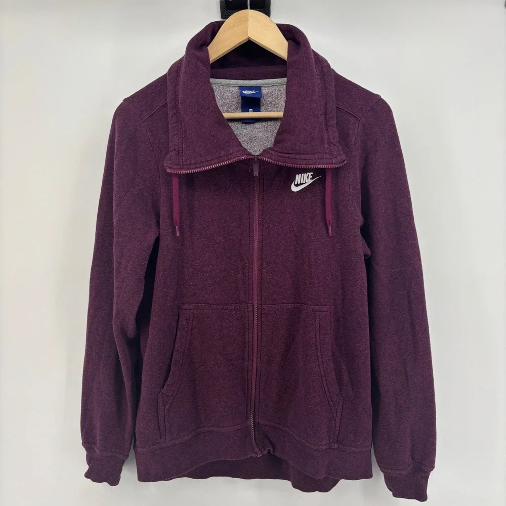 Vintage Nike Full Zip Womens XS Plum Heather Shawl Collar Fleece‎ Blue Label